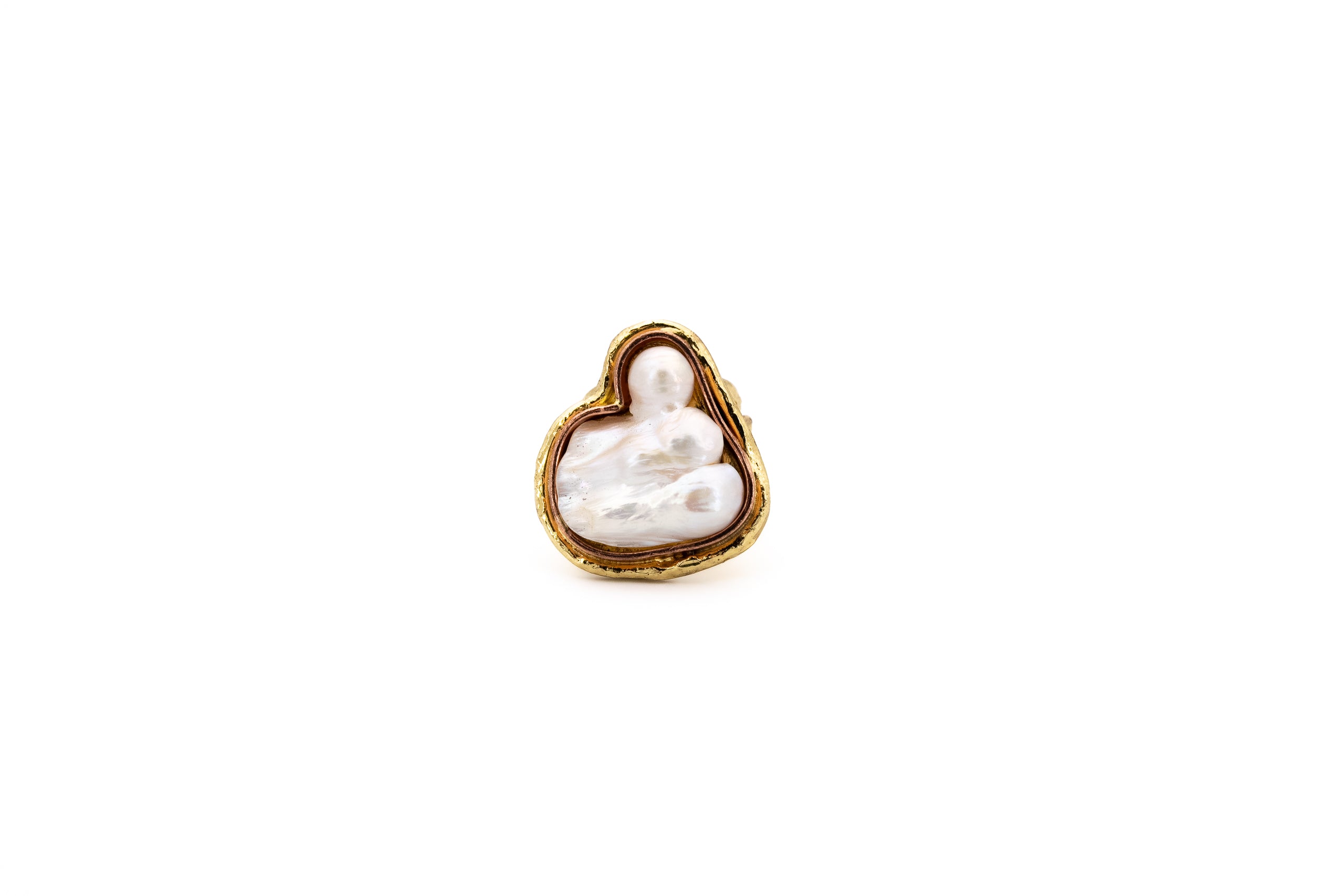 Anello ottone fascia con Perla barocca