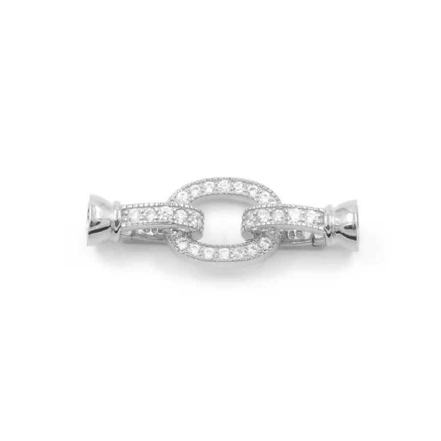 Argento 925 chiusura con zirconi ovale 15x12mm coppa 7mm