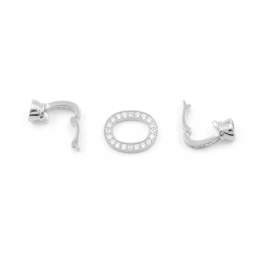 Argento 925 chiusura con zirconi ovale 15x12mm coppa 7mm