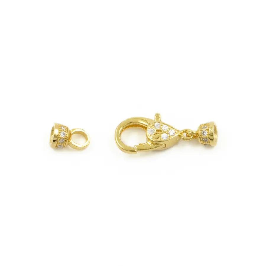 Argento 925 chiusura con zirconi 12x6mm coppa 4mm – Dorato