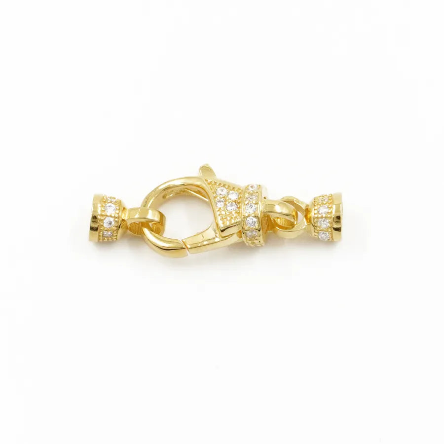 Argento 925 chiusura con zirconi 13x7mm coppa 4mm – Dorato
