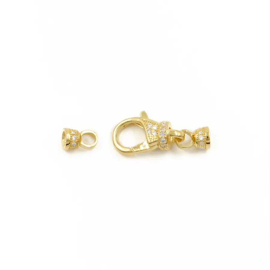 Argento 925 chiusura con zirconi 13x7mm coppa 4mm – Dorato